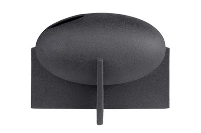 Casa Padrino Luxus Vase Schwarz 30 x 18 x H. 21 cm - Breite Steingut Vase der OVO Serie mit Black Diamond Glasur - Luxus Deko Accessoires