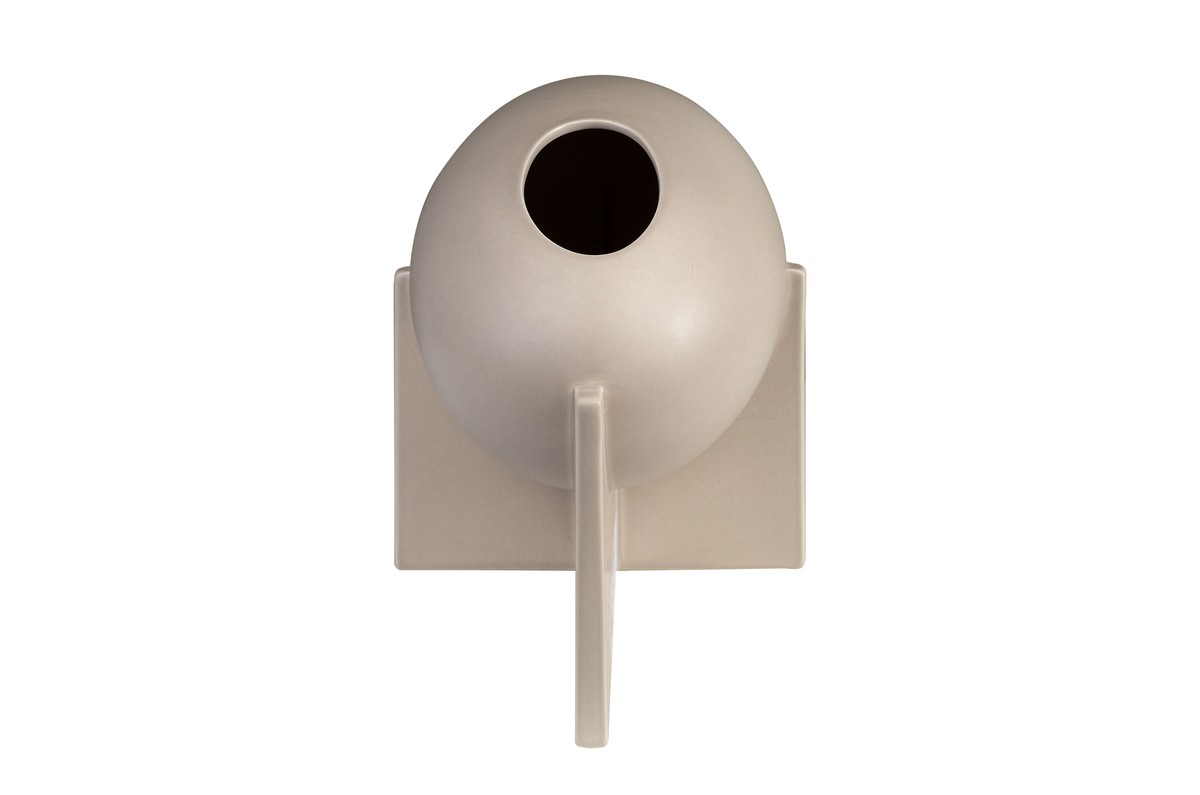 Casa Padrino Luxus Vase Grau 30 x 18 x H. 21 cm - Breite Steingut Vase der OVO Serie mit Grey Sand Glasur - Luxus Deko Accessoires Casa Padrino Luxus Vase Grau 30 x 18 x H. 21 cm - Breite Steingut Vase der OVO Serie mit Grey Sand Glasur - Luxus Deko Accessoires