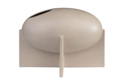 Casa Padrino Luxus Vase Grau 30 x 18 x H. 21 cm - Breite Steingut Vase der OVO Serie mit Grey Sand Glasur - Luxus Deko Accessoires Casa Padrino Luxus Vase Grau 30 x 18 x H. 21 cm - Breite Steingut Vase der OVO Serie mit Grey Sand Glasur - Luxus Deko Accessoires