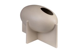Casa Padrino Luxus Vase Grau 30 x 18 x H. 21 cm - Breite Steingut Vase der OVO Serie mit Grey Sand Glasur - Luxus Deko Accessoires Casa Padrino Luxus Vase Grau 30 x 18 x H. 21 cm - Breite Steingut Vase der OVO Serie mit Grey Sand Glasur - Luxus Deko Accessoires