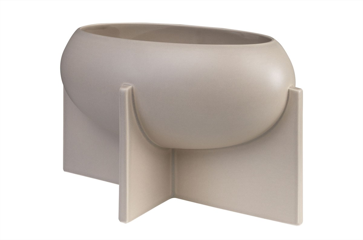 Casa Padrino Cuenco de Lujo Gris 30 x 17,5 x H. 18 cm - Cuenco Decorativo de Loza de la Serie OVO con Esmalte Grey Sand - Accesorios Decorativos de Lujo Casa Padrino Cuenco de Lujo Gris 30 x 17,5 x H. 18 cm - Cuenco Decorativo de Loza de la Serie OVO con Esmalte Grey Sand - Accesorios Decorativos de Lujo