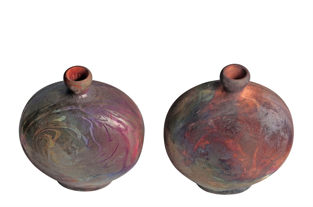 Casa Padrino Luxus Vase Kupferfarben 33 x 13 x H. 37 cm - Raku Vase aus Steingut mit Copper Matt Glasur und Marmoreffekt - Luxus Deko Accessoires Casa Padrino Luxus Vase Kupferfarben 33 x 13 x H. 37 cm - Raku Vase aus Steingut mit Copper Matt Glasur und Marmoreffekt - Luxus Deko Accessoires