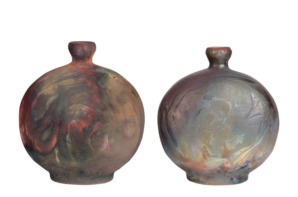 Casa Padrino Luxus Vase Kupferfarben 33 x 13 x H. 37 cm - Raku Vase aus Steingut mit Copper Matt Glasur und Marmoreffekt - Luxus Deko Accessoires Casa Padrino Luxus Vase Kupferfarben 33 x 13 x H. 37 cm - Raku Vase aus Steingut mit Copper Matt Glasur und Marmoreffekt - Luxus Deko Accessoires