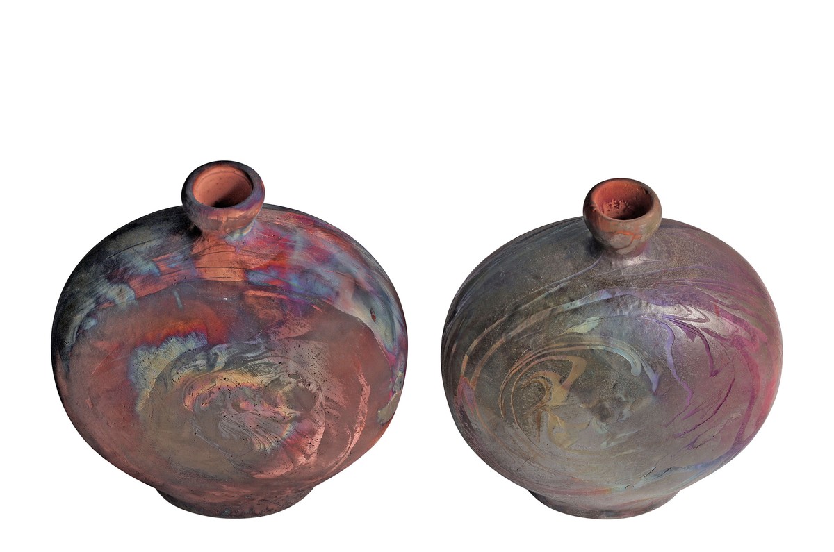 Casa Padrino Luxus Vase Kupferfarben 33 x 13 x H. 37 cm - Raku Vase aus Steingut mit Copper Matt Glasur und Marmoreffekt - Luxus Deko Accessoires Casa Padrino Luxus Vase Kupferfarben 33 x 13 x H. 37 cm - Raku Vase aus Steingut mit Copper Matt Glasur und Marmoreffekt - Luxus Deko Accessoires