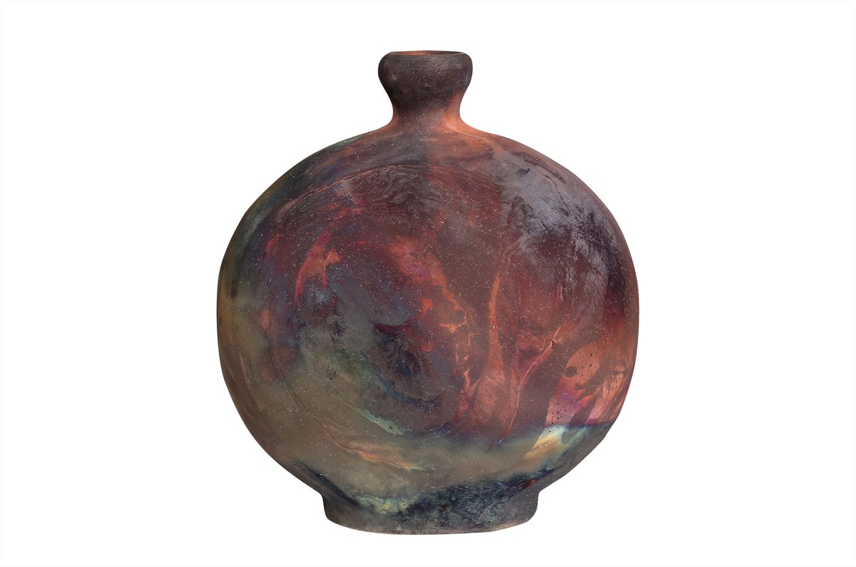 Casa Padrino Luxus Vase Kupferfarben 33 x 13 x H. 37 cm - Raku Vase aus Steingut mit Copper Matt Glasur und Marmoreffekt - Luxus Deko Accessoires Casa Padrino Luxus Vase Kupferfarben 33 x 13 x H. 37 cm - Raku Vase aus Steingut mit Copper Matt Glasur und Marmoreffekt - Luxus Deko Accessoires