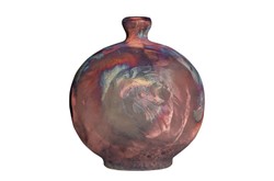 Casa Padrino Luxus Vase Kupferfarben 21 x 13 x H. 24 cm - Raku Vase aus Steingut mit matter Kupferglasur - Luxus Deko Accessoires