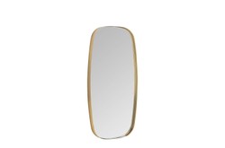Casa Padrino Specchio da Parete di Lusso Oro 24 x 3 x H. 50 cm - Specchio Nibbles S con Cornice in Ottone Massiccio Spazzolato - Accessori Decorativi di Lusso