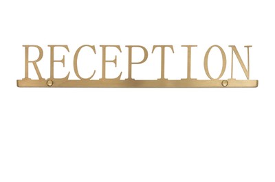 Casa Padrino Luxury Decorative Object Gold 35.4 x 1.1 x H. 6 cm - Stainless Steel Lettering Reception in Brushed Gold Look - Luxury Deco Accessories