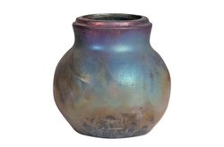 Casa Padrino Jarrón de Lujo Color Cobre Ø 16 x H. 14,5 cm - Jarrón Raku de Loza con Acabado Cobre Mate - Accesorios Decorativos de Lujo