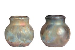 Casa Padrino Jarrón de Lujo Color Cobre Ø 16 x H. 14,5 cm - Jarrón Raku de Loza con Acabado Cobre Mate - Accesorios Decorativos de Lujo