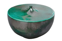 Casa Padrino Jarrón de Lujo Verde Ø 28 x H. 19 cm - Jarrón Ancho Otis S de Loza - Accesorios Decorativos de Lujo
