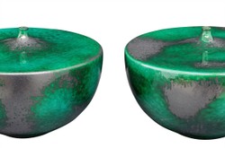 Casa Padrino Jarrón de Lujo Verde Ø 28 x H. 19 cm - Jarrón Ancho Otis S de Loza - Accesorios Decorativos de Lujo