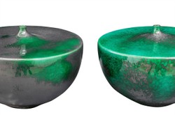 Casa Padrino Jarrón de Lujo Verde Ø 28 x H. 19 cm - Jarrón Ancho Otis S de Loza - Accesorios Decorativos de Lujo