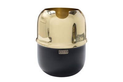 Casa Padrino Luxury Decorative Object Gold / Black Ø 18 x H. 21.2 cm - Wine Cooler made of Solid Polished Brass with Black Bottom - Luxury Decorative Accessories