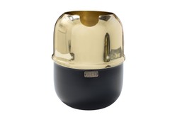 Casa Padrino Objeto Decorativo de Lujo Oro / Negro Ø 18 x H. 21,2 cm - Enfriador de Vino de Latón Macizo Pulido con Base Negra - Accesorios de Decoración de Lujo Casa Padrino Objeto Decorativo de Lujo Oro / Negro Ø 18 x H. 21,2 cm - Enfriador de Vino de Latón Macizo Pulido con Base Negra - Accesorios de Decoración de Lujo