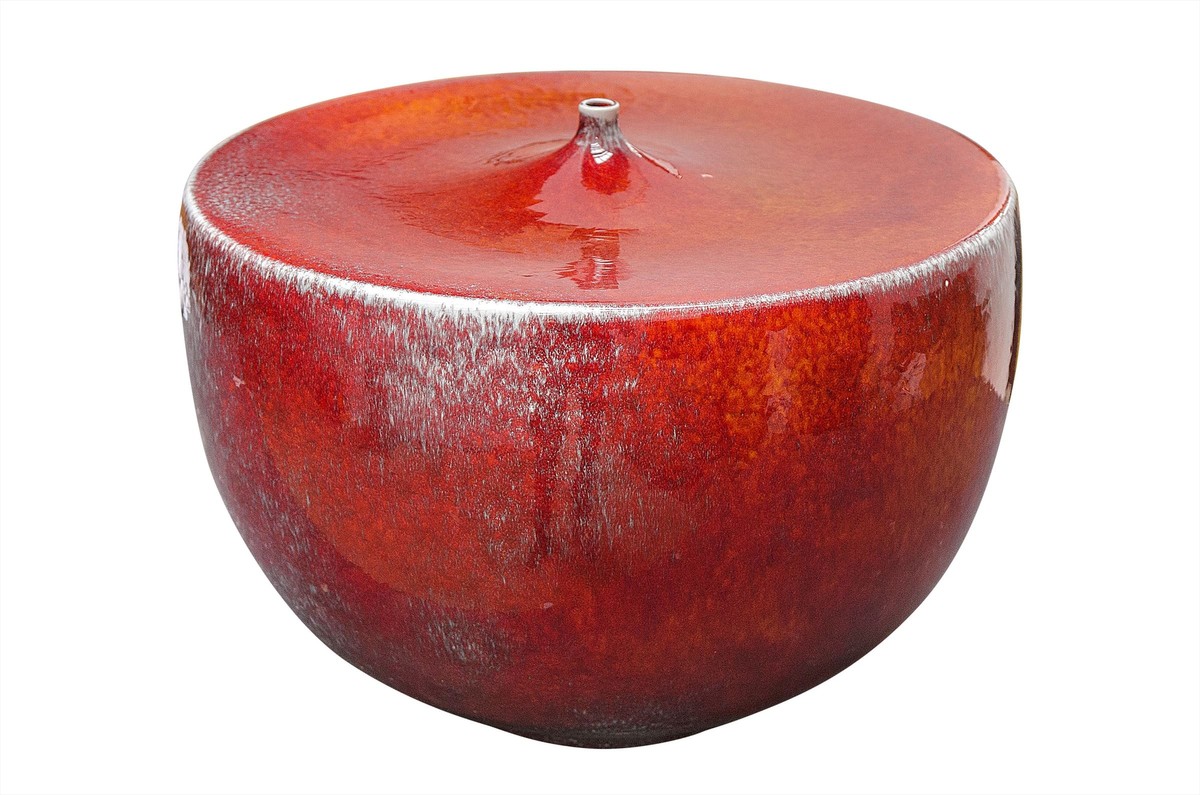 Casa Padrino Jarrón de Lujo Naranja Ø 33 x H. 25,5 cm - Jarrón Decorativo Ancho de Loza en Naranja Intenso - Accesorios de Decoración de Lujo Casa Padrino Jarrón de Lujo Naranja Ø 33 x H. 25,5 cm - Jarrón Decorativo Ancho de Loza en Naranja Intenso - Accesorios de Decoración de Lujo