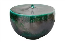 Casa Padrino Jarrón de Lujo Verde Ø 33 x H. 25,5 cm - Jarrón Decorativo Ancho de Loza en Verde Intenso - Accesorios de Decoración de Lujo Casa Padrino Jarrón de Lujo Verde Ø 33 x H. 25,5 cm - Jarrón Decorativo Ancho de Loza en Verde Intenso - Accesorios de Decoración de Lujo