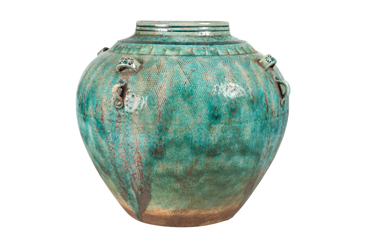Casa Padrino Jarrón de Lujo Verde Ø 32 x H. 30 cm - Gran Jarrón Decorativo Panzudo de Loza en Verde - Accesorios de Decoración de Lujo Casa Padrino Jarrón de Lujo Verde Ø 32 x H. 30 cm - Gran Jarrón Decorativo Panzudo de Loza en Verde - Accesorios de Decoración de Lujo