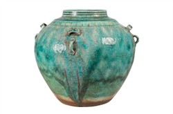 Casa Padrino Jarrón de Lujo Verde Ø 32 x H. 30 cm - Gran Jarrón Decorativo Panzudo de Loza en Verde - Accesorios de Decoración de Lujo Casa Padrino Jarrón de Lujo Verde Ø 32 x H. 30 cm - Gran Jarrón Decorativo Panzudo de Loza en Verde - Accesorios de Decoración de Lujo