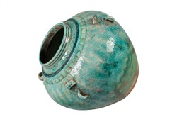 Casa Padrino Jarrón de Lujo Verde Ø 32 x H. 30 cm - Gran Jarrón Decorativo Panzudo de Loza en Verde - Accesorios de Decoración de Lujo Casa Padrino Jarrón de Lujo Verde Ø 32 x H. 30 cm - Gran Jarrón Decorativo Panzudo de Loza en Verde - Accesorios de Decoración de Lujo
