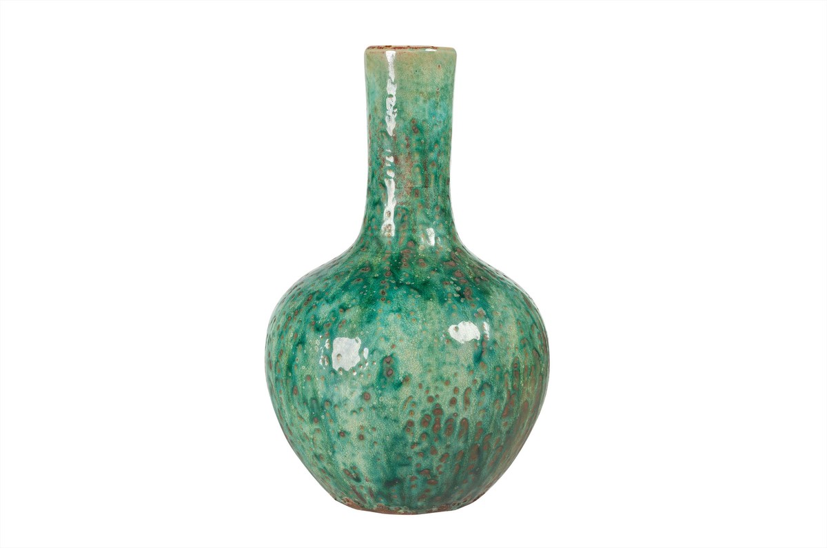 Casa Padrino Jarrón de Lujo Verde Ø 21 x H. 32 cm - Jarrón Decorativo Esbelto de Loza en Verde - Accesorios de Decoración de Lujo Casa Padrino Jarrón de Lujo Verde Ø 21 x H. 32 cm - Jarrón Decorativo Esbelto de Loza en Verde - Accesorios de Decoración de Lujo