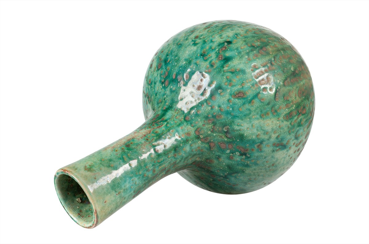 Casa Padrino Jarrón de Lujo Verde Ø 21 x H. 32 cm - Jarrón Decorativo Esbelto de Loza en Verde - Accesorios de Decoración de Lujo Casa Padrino Jarrón de Lujo Verde Ø 21 x H. 32 cm - Jarrón Decorativo Esbelto de Loza en Verde - Accesorios de Decoración de Lujo