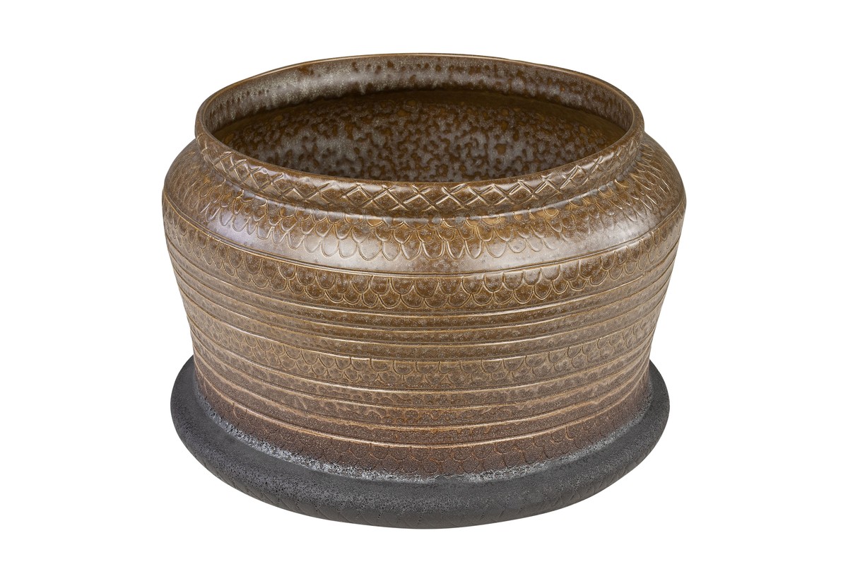 Casa Padrino Jarrón de Lujo Marrón Ø 34-50 x H. 14-35,5 cm - Jarrón Decorativo Ancho de Formas Orgánicas de Loza en Marrón - Accesorios de Decoración de Lujo Casa Padrino Jarrón de Lujo Marrón Ø 34-50 x H. 14-35,5 cm - Jarrón Decorativo Ancho de Formas Orgánicas de Loza en Marrón - Accesorios de Decoración de Lujo