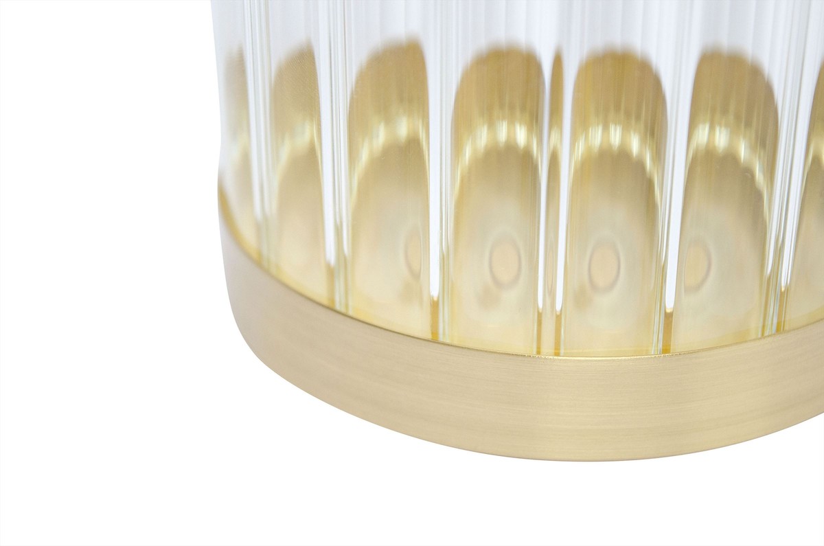 Casa Padrino Portavelas de Lujo Oro Ø 10 x H. 30-33 cm - Portavelas de Latón Macizo Cepillado con Cilindro de Cristal - Accesorios de Decoración de Lujo Casa Padrino Portavelas de Lujo Oro Ø 10 x H. 30-33 cm - Portavelas de Latón Macizo Cepillado con Cilindro de Cristal - Accesorios de Decoración de Lujo