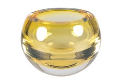 Casa Padrino Cuenco de Lujo Ámbar Ø 15,5 x H. 19,5 cm - Cuenco Alto de Cristal Macizo - Accesorios de Decoración de Lujo