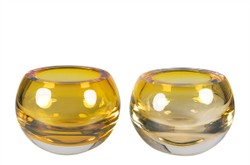 Casa Padrino Cuenco de Lujo Ámbar Ø 15,5 x H. 19,5 cm - Cuenco Alto de Cristal Macizo - Accesorios de Decoración de Lujo