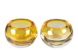 Casa Padrino Cuenco de Lujo Ámbar Ø 15,5 x H. 19,5 cm - Cuenco Alto de Cristal Macizo - Accesorios de Decoración de Lujo