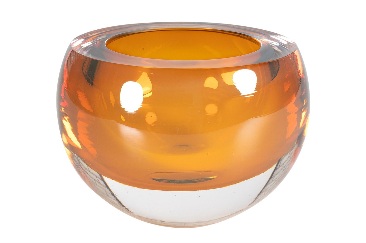 Casa Padrino Cuenco de Lujo Ámbar Ø 13 x H. 9,5 cm - Pequeño Cuenco de Cristal Macizo - Accesorios de Decoración de Lujo Casa Padrino Cuenco de Lujo Ámbar Ø 13 x H. 9,5 cm - Pequeño Cuenco de Cristal Macizo - Accesorios de Decoración de Lujo