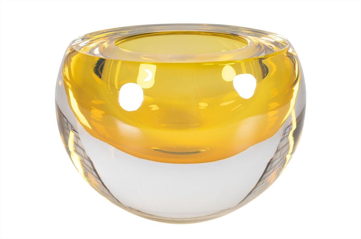 Casa Padrino Cuenco de Lujo Ámbar Ø 13 x H. 9,5 cm - Pequeño Cuenco de Cristal Macizo - Accesorios de Decoración de Lujo Casa Padrino Cuenco de Lujo Ámbar Ø 13 x H. 9,5 cm - Pequeño Cuenco de Cristal Macizo - Accesorios de Decoración de Lujo