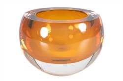 Casa Padrino Cuenco de Lujo Ámbar Ø 13 x H. 9,5 cm - Pequeño Cuenco de Cristal Macizo - Accesorios de Decoración de Lujo Casa Padrino Cuenco de Lujo Ámbar Ø 13 x H. 9,5 cm - Pequeño Cuenco de Cristal Macizo - Accesorios de Decoración de Lujo