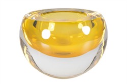Casa Padrino Cuenco de Lujo Ámbar Ø 13 x H. 9,5 cm - Pequeño Cuenco de Cristal Macizo - Accesorios de Decoración de Lujo Casa Padrino Cuenco de Lujo Ámbar Ø 13 x H. 9,5 cm - Pequeño Cuenco de Cristal Macizo - Accesorios de Decoración de Lujo