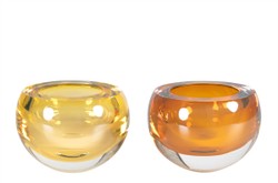 Casa Padrino Cuenco de Lujo Ámbar Ø 13 x H. 9,5 cm - Pequeño Cuenco de Cristal Macizo - Accesorios de Decoración de Lujo Casa Padrino Cuenco de Lujo Ámbar Ø 13 x H. 9,5 cm - Pequeño Cuenco de Cristal Macizo - Accesorios de Decoración de Lujo