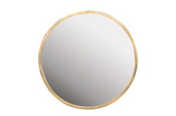 Casa Padrino Espejo de Pared de Lujo Oro Ø 75 cm - Gran Espejo de Pared Redondo Dott con Marco de Acero Inoxidable Cepillado Dorado - Accesorios de Decoración de Lujo