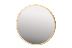 Casa Padrino Espejo de Pared de Lujo Oro Ø 75 cm - Gran Espejo de Pared Redondo Dott con Marco de Acero Inoxidable Cepillado Dorado - Accesorios de Decoración de Lujo