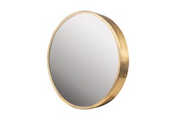 Casa Padrino Espejo de Pared de Lujo Oro Ø 75 cm - Gran Espejo de Pared Redondo Dott con Marco de Acero Inoxidable Cepillado Dorado - Accesorios de Decoración de Lujo