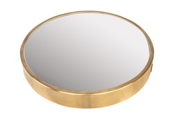 Casa Padrino Espejo de Pared de Lujo Oro Ø 75 cm - Gran Espejo de Pared Redondo Dott con Marco de Acero Inoxidable Cepillado Dorado - Accesorios de Decoración de Lujo