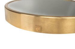 Casa Padrino Espejo de Pared de Lujo Oro Ø 75 cm - Gran Espejo de Pared Redondo Dott con Marco de Acero Inoxidable Cepillado Dorado - Accesorios de Decoración de Lujo