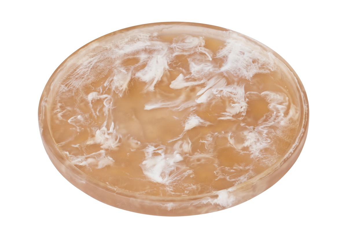 Casa Padrino Objeto Decorativo de Lujo Marrón Ø 21 x H. 1,7 cm - Plato Decorativo Redondo de Resina con Espirales Marrón Té - Accesorios de Decoración de Lujo Casa Padrino Objeto Decorativo de Lujo Marrón Ø 21 x H. 1,7 cm - Plato Decorativo Redondo de Resina con Espirales Marrón Té - Accesorios de Decoración de Lujo