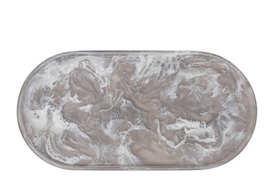 Casa Padrino Vassoio di Lusso Nero 50 x 25 x H. 1,7 cm - Vassoio Decorativo Rettangolare in Resina con Volute Nere Trasparenti - Accessori Decorativi di Lusso