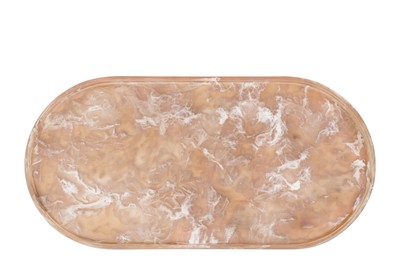 Casa Padrino Vassoio di Lusso Marrone 60 x 30 x H. 1,7 cm - Grande Vassoio Decorativo Rettangolare in Resina con Volute Marrone Tè - Accessori Decorativi di Lusso