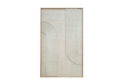 Casa Padrino Luxury Wall Decoration Natural 75 x 4 x H. 122 cm - Wall Relief Elias made of Woven Palm with Oak Veneer Frame - Luxury Deco Accessories