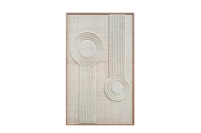 Casa Padrino Luxury Wall Decoration Natural 75 x 4 x H. 122 cm - Wall Relief Erik made of Woven Palm with Oak Veneer Frame - Luxury Deco Accessories