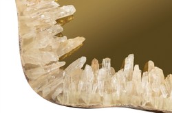 Casa Padrino Specchio da Parete di Lusso Oro 72 x 5 x H. 85 cm - Specchio da Parete con Cornice in Quarzo Naturale e Vetro Specchiato Dorato - Accessori Decorativi di Lusso