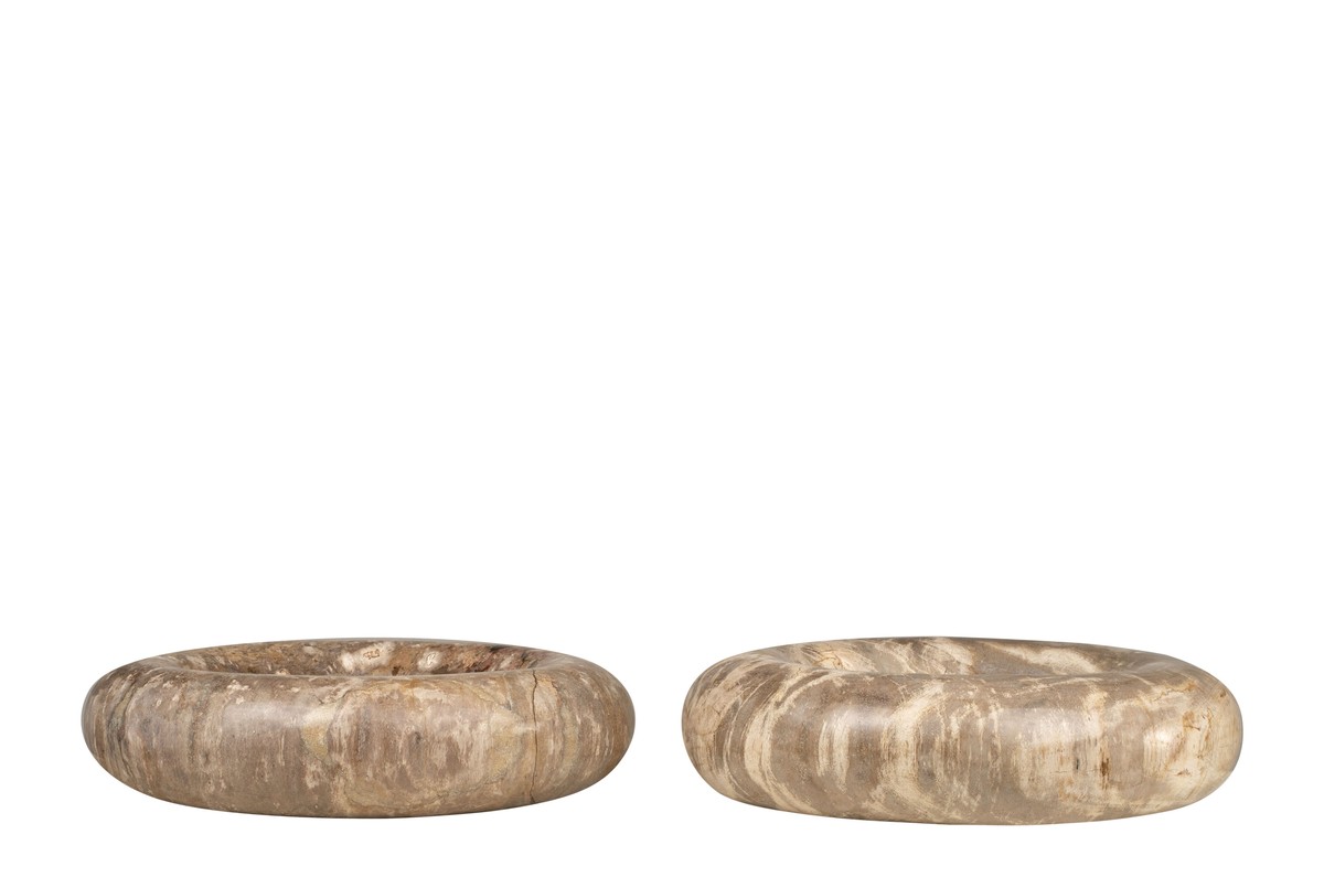 Casa Padrino Cuenco de Lujo Ø 30 x H. 8 cm - Cuenco Redondo Plano de Madera Petrificada - Accesorios Decorativos de Lujo Casa Padrino Cuenco de Lujo Ø 30 x H. 8 cm - Cuenco Redondo Plano de Madera Petrificada - Accesorios Decorativos de Lujo