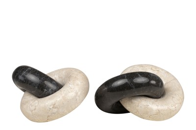 Casa Padrino Objet Décoratif de Luxe 21 x 17 x H. 11 cm - Objet Chaîne en Onyx et Marbre Noir - Accessoires Déco de Luxe