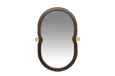 Casa Padrino Specchio da Parete di Lusso Marrone / Oro 73,5 x 3 x H. 105 cm - Grande Specchio da Parete Touma XL con Cornice in Legno di Mindi e Ottone - Accessori Decorativi di Lusso Casa Padrino Specchio da Parete di Lusso Marrone / Oro 73,5 x 3 x H. 105 cm - Grande Specchio da Parete Touma XL con Cornice in Legno di Mindi e Ottone - Accessori Decorativi di Lusso